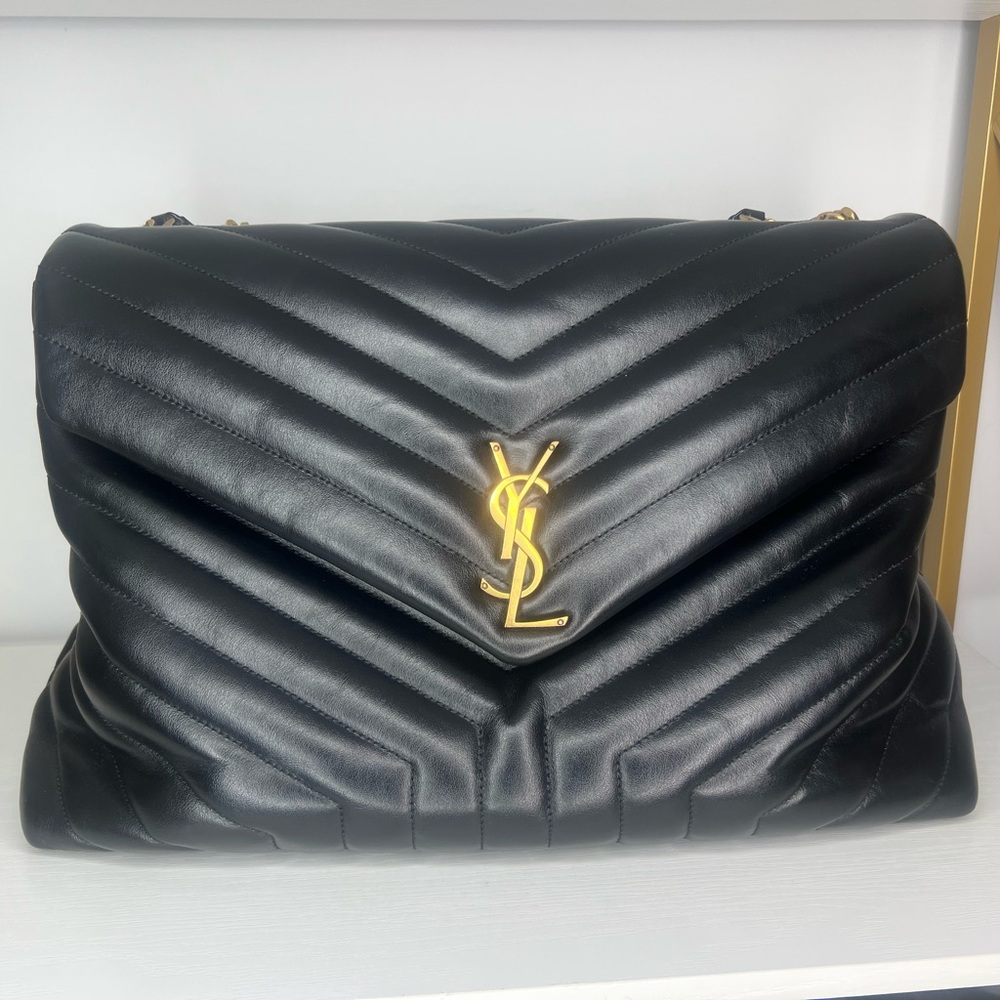 Yves Saint Laurent YSL Black GHW Loulou large Shoulder Bag